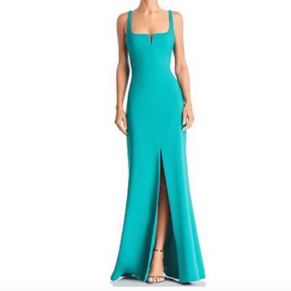 Likely Turquoise Constance Split-Neck Gown, NWT!